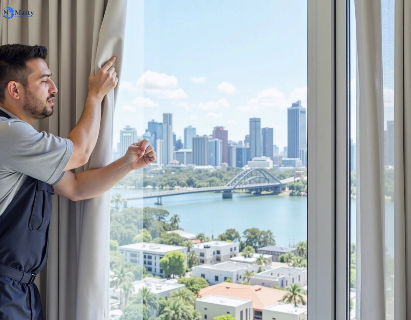 Professional curtain steam cleaning service logan-village QLD by Matty Curtain Cleaning